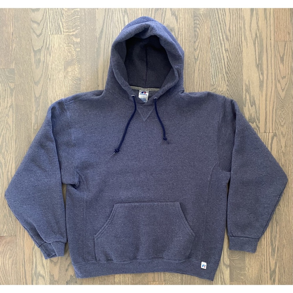 Russell Athletic Hoodie Mens Size L Blue Sweatshirt Y2K Grunge Vintage 90s